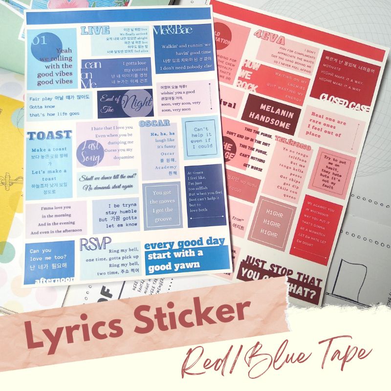 

✧ Lyrics Sticker - Red/Blue Tape khh ✧