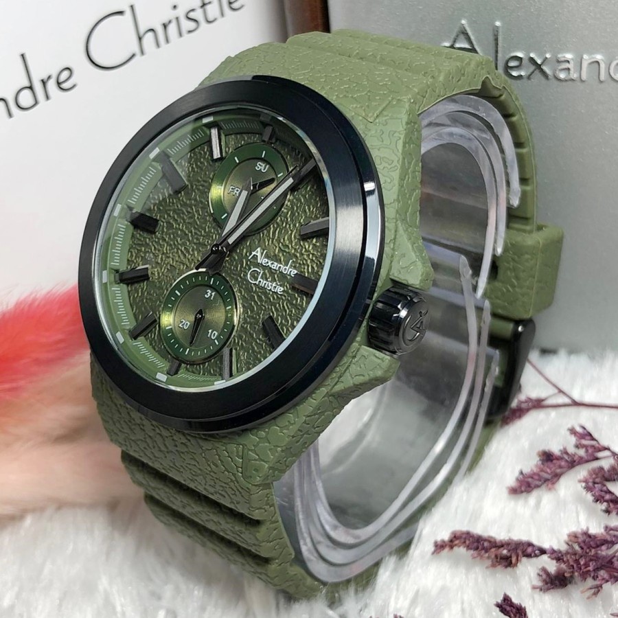 ORIGINAL Jam Tangan Pria Alexandre Christie AC 6585 / AC6585 / 6585 Garansi Resmi 1 Tahun, Rubber
