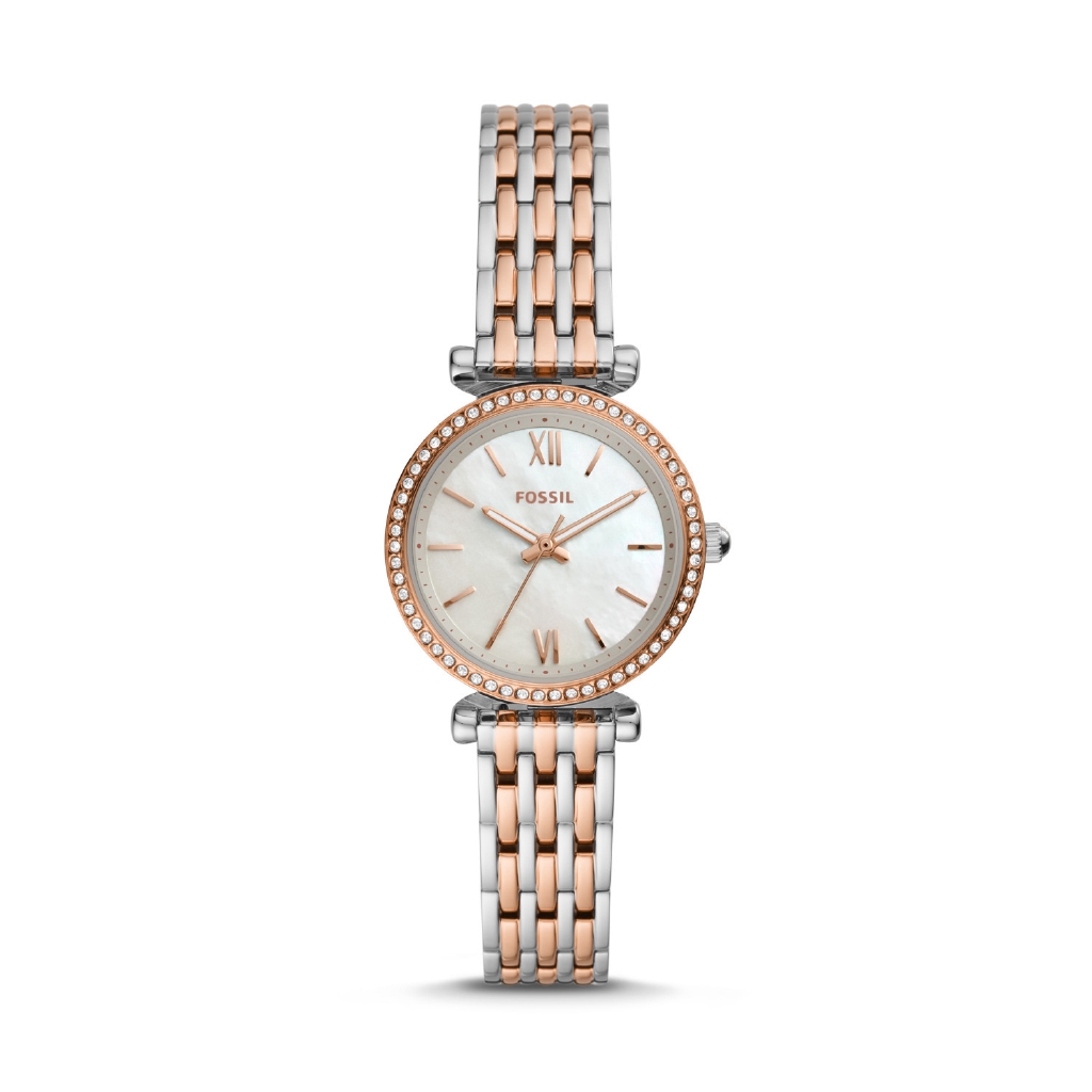 Fossil Carlie Mini Three-Hand Two-Tone Stainless Steel Watch - ES4649 - Jam Tangan Wanita