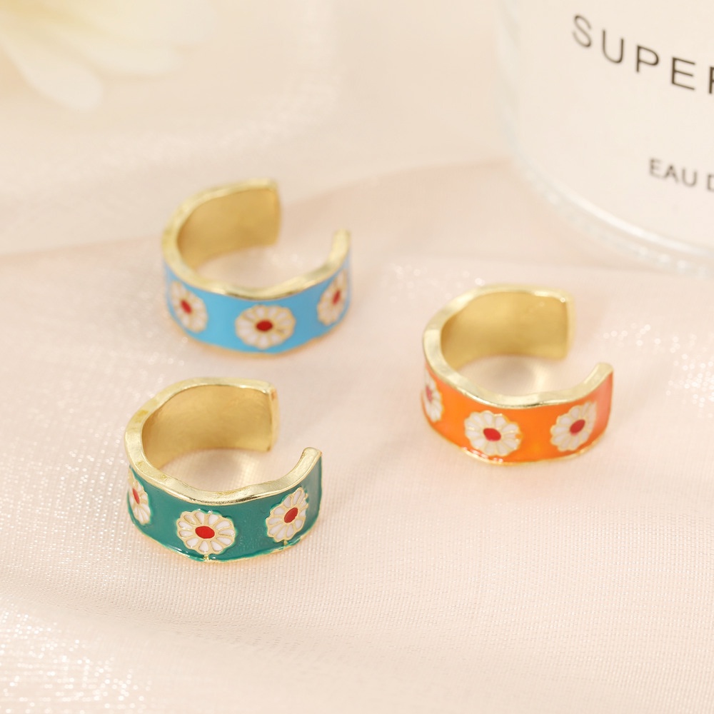 Korean Rings Daisy Inlaid Ring Jewelry Accessories Fashion Open Finger Ring Alloy Women Accessories   Party Beautiful