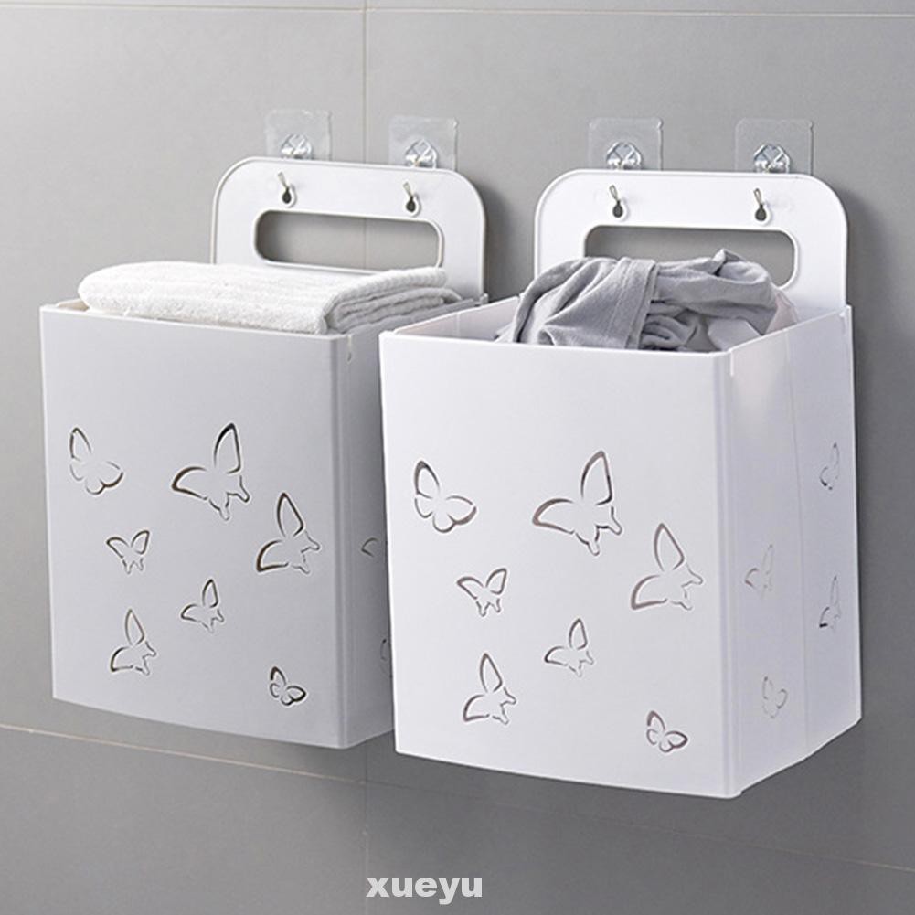 Dirty Clothes Folding Storage Organizer Wall Mounted Laundry Basket Shopee Indonesia