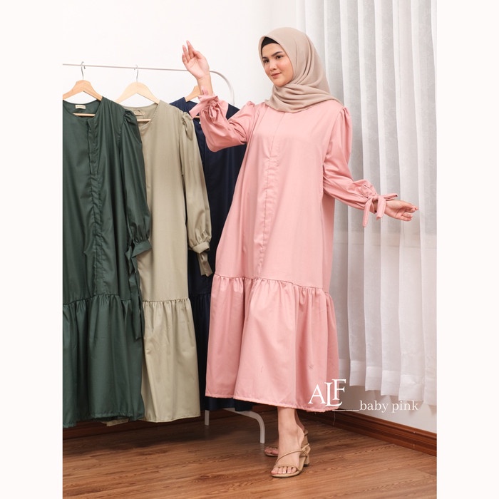 Tera Midi Dress by Alfaina | Gamis Midi Rempel Busui Friendly