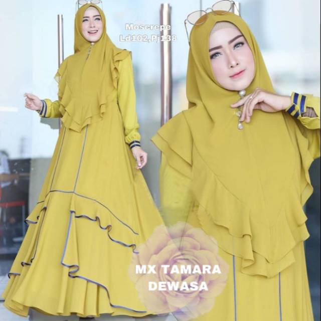 Baju gamis wanita terbaru model pesta kekinian ceruty polos Kaffa Size M L XL XXL busui syar'i Rd sy