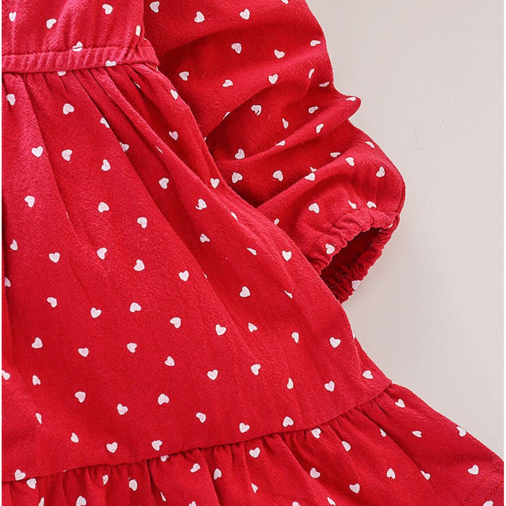 [Brandedbaby] DRESS ANAK PEREMPUAN IMPORT POLKADOT LOVE MERAH PINK KUNING LENGAN PANJANG