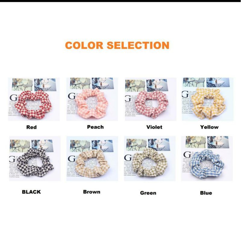 [COD] Ikat Rambut Scrunchie Model Eropa / Ikat Rambut Scrunchie Kotak / Kunciran Rambut Korea
