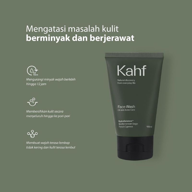 KAHF Oil &amp; Acne Care Face Wash Sabun Wajah Pria Berjerawat Berminyak