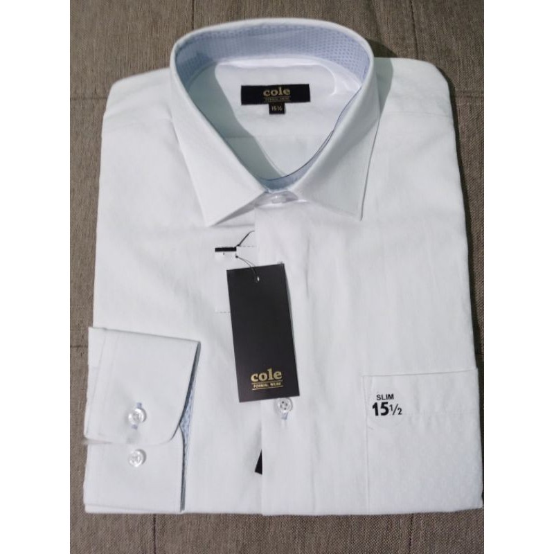 Kemeja Pria Putih Texture Tangan Panjang Slimfit Cole