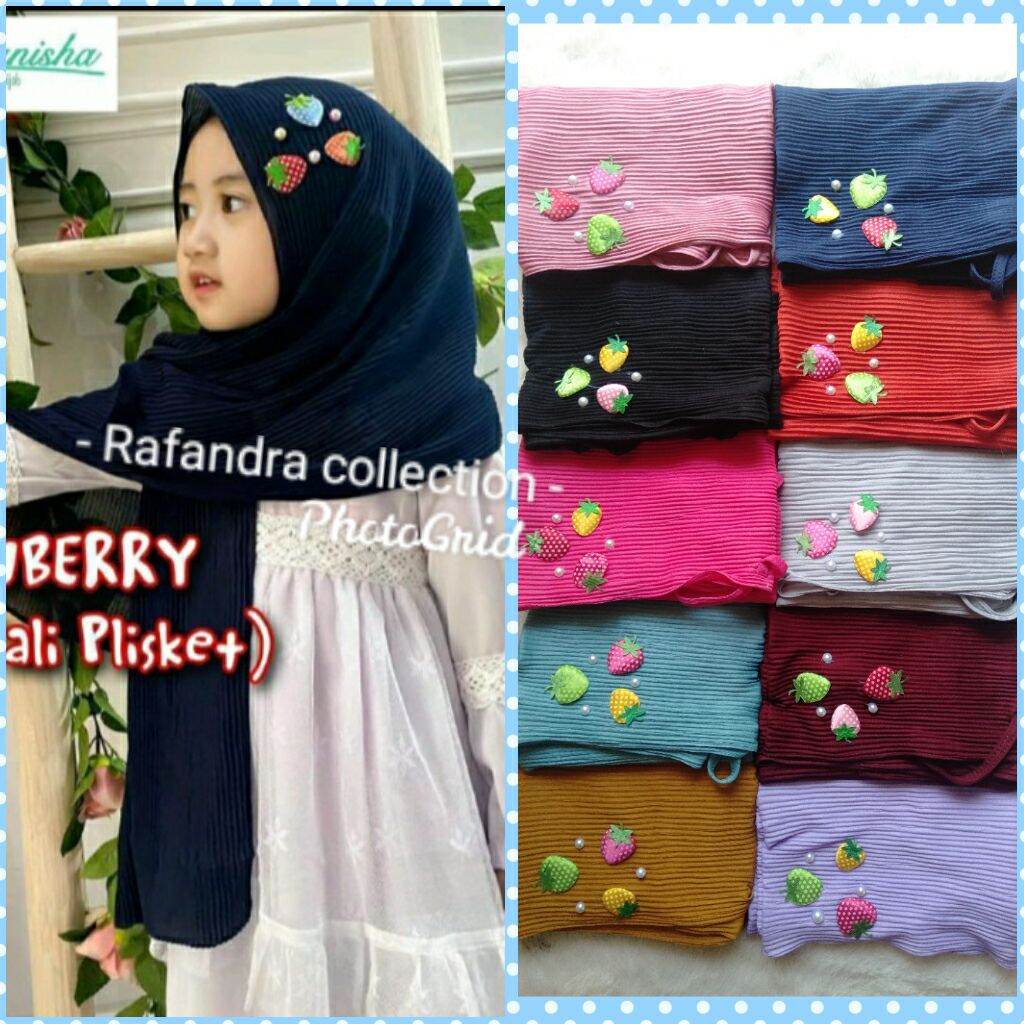 promo pasminah plisket strobery 3-8thn/hijab plisket murah hijab plisket anak sd/hijab plisket anak 