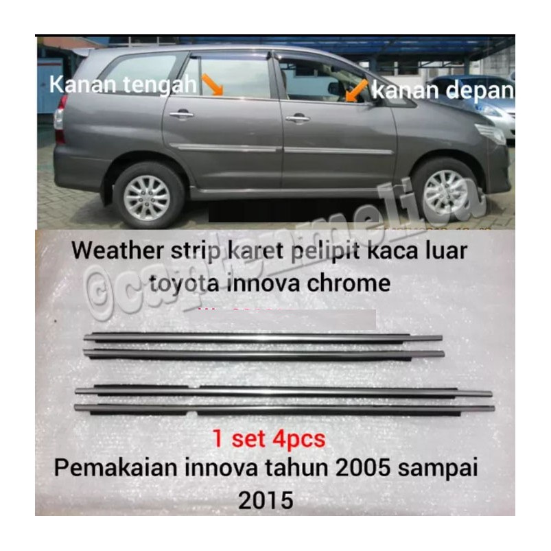 Pelipit Plipit Lis List Karet Bawah Jendela Kaca Pintu LUAR CHROME INNOVA 2005 2006 2007 2008 2009 2