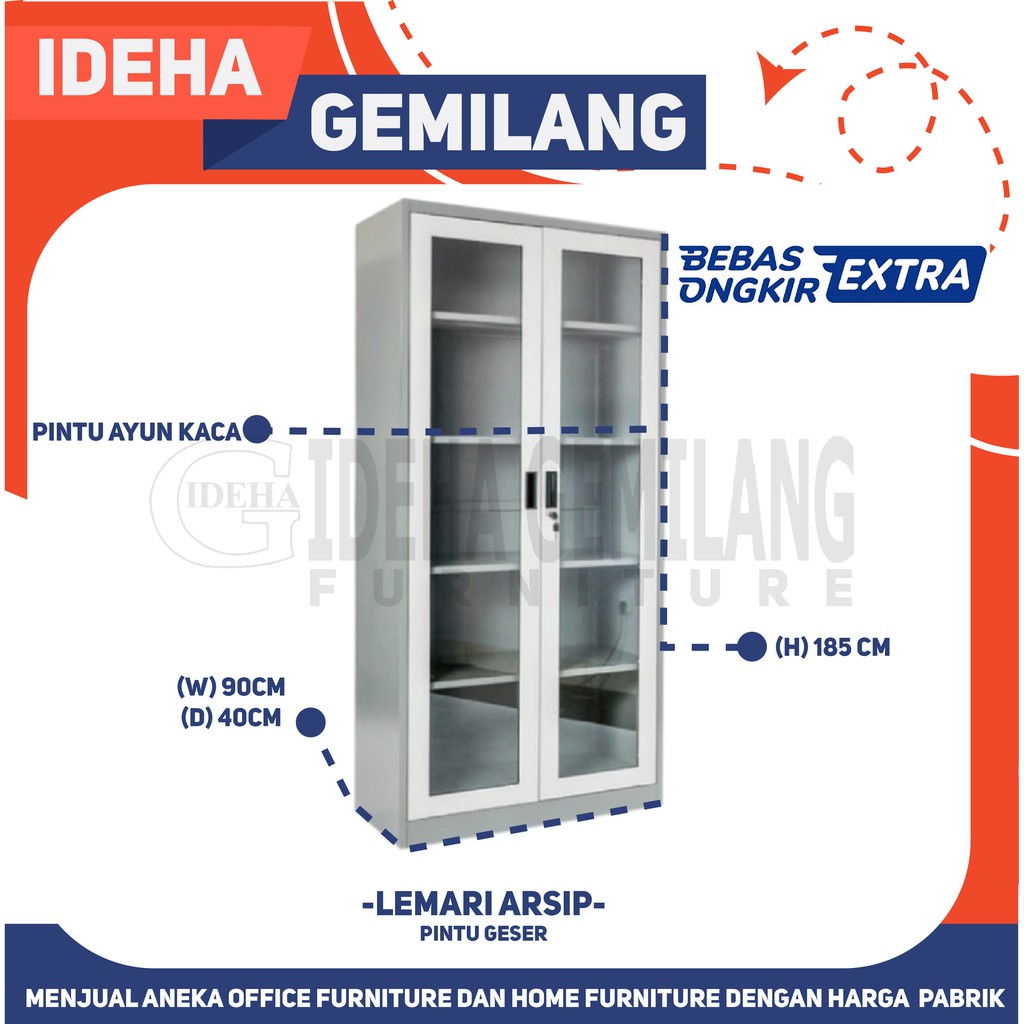 Lemari Arsip Pintu Ayun Kaca