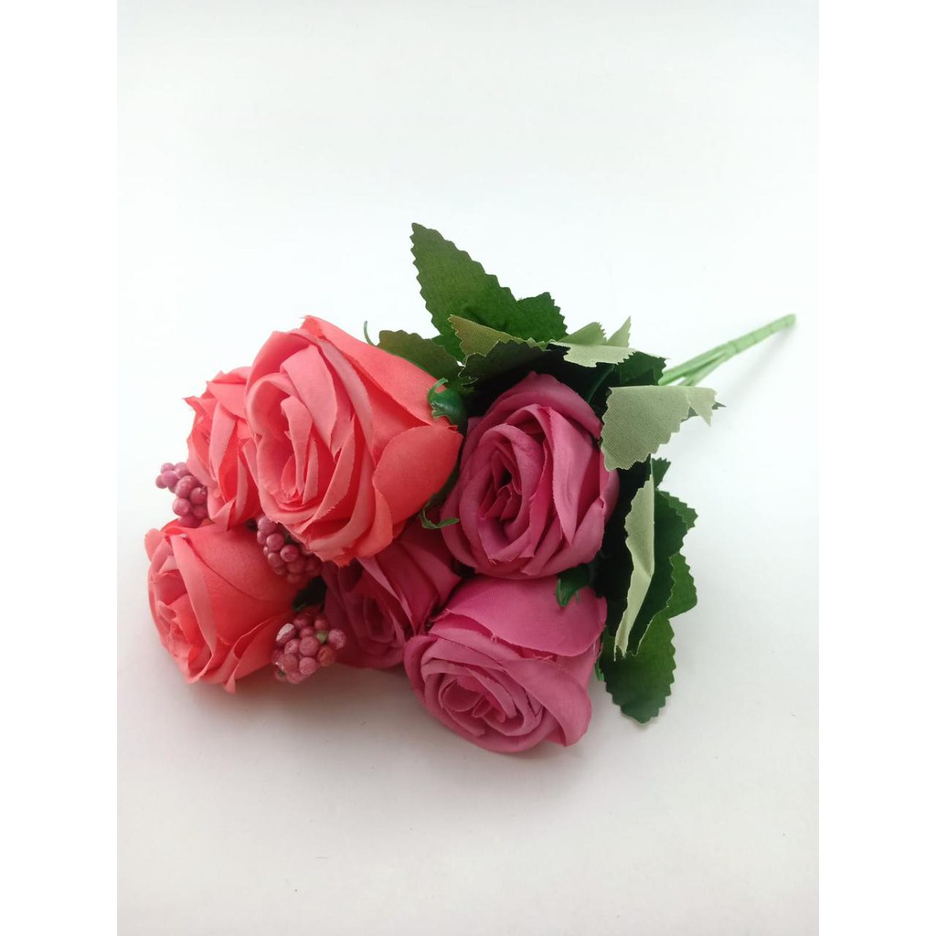 COD BUNGA MAWAR BUNGA TANGKAI PLASTIK BUNGA ARTIFISIAL BUNGA PAJANGAN BUNGA HIASAN BT9053-ORANGE