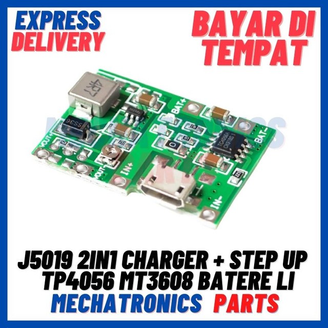 [PSU-9033] J5019 2IN1 CHARGER + STEP UP ADJUSTABLE TP4056 MT3608 BATERE LI