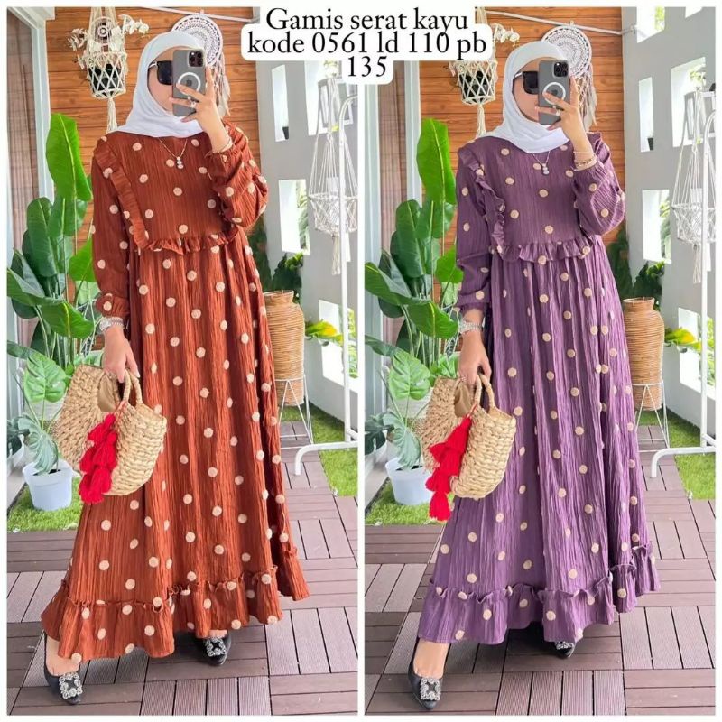 GAMIS SERAT KAYU POMPOM // GAMIS TERBARU SERAT KAYU // GAMIS MEWAH // GAMIS POMPOM BESTSELLER