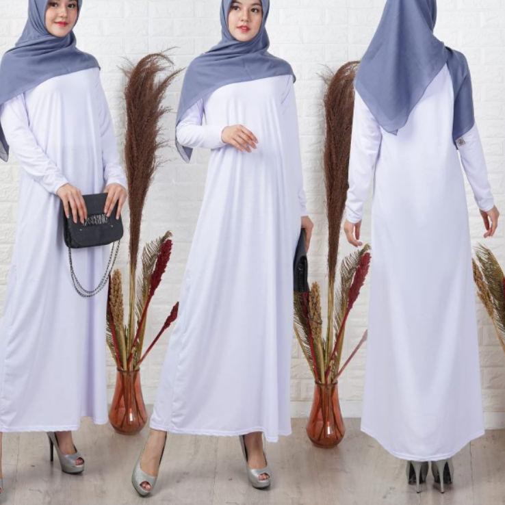 N40F Gamis Manset Putih / Inner Dalaman Kn Putih Polos Bahan Spandex Pum IES