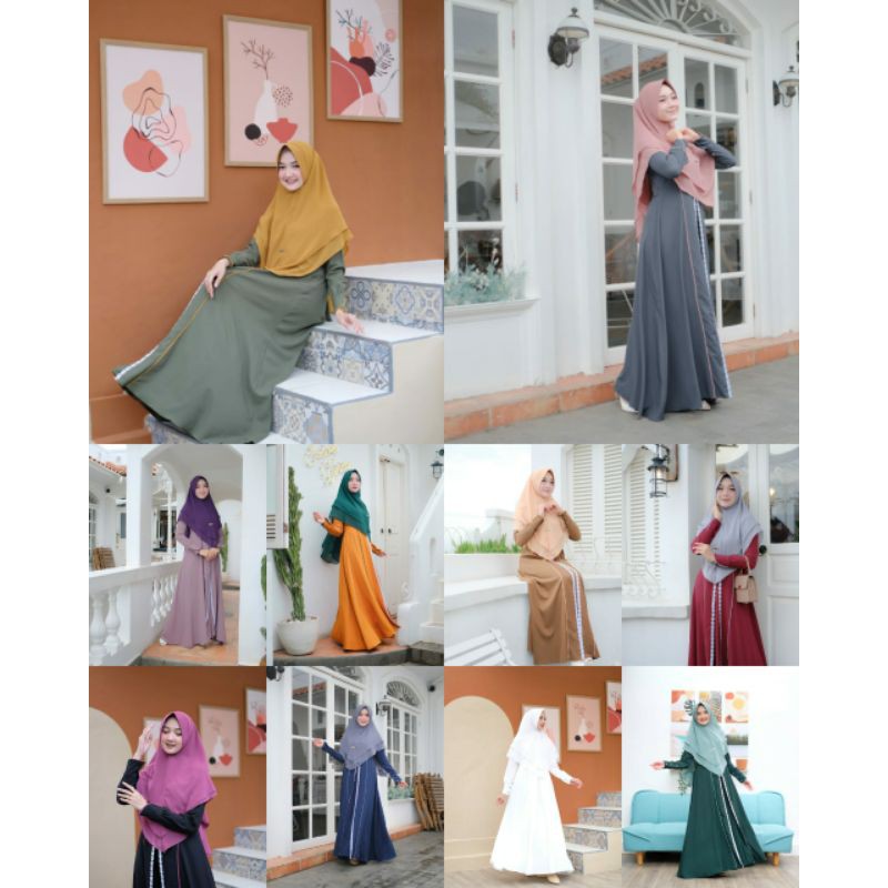 gamis set jilbab khadijah syar'i by marwah hijab original produk