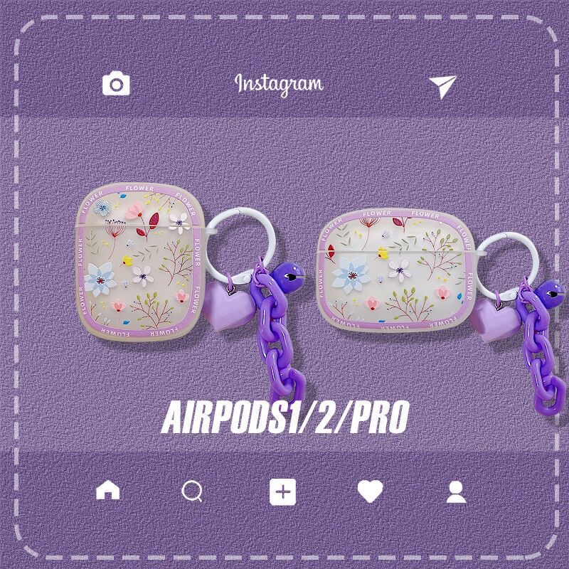 Purple Flower Softcase for Airpods 1/2 Pro 3 Case Airpods Lucu