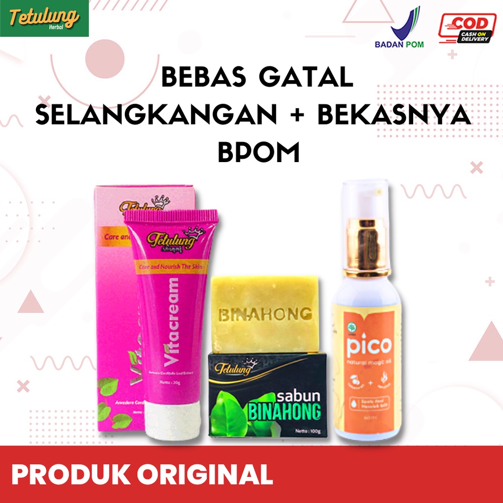 OBAT GATAL SELANGKANGAN, MENGHILANGKAN BEKAS GATAL &amp; MENCERAHKAN SELANGKANGAN - VITACREAM, TAMANU &amp; SABUN BINAHONG