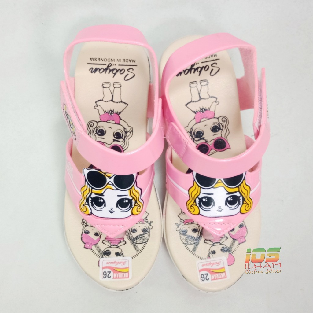 Sandal Let Jepit Anak Sabyan JPL12 Motif LOL Hak 4cm Size 26-35