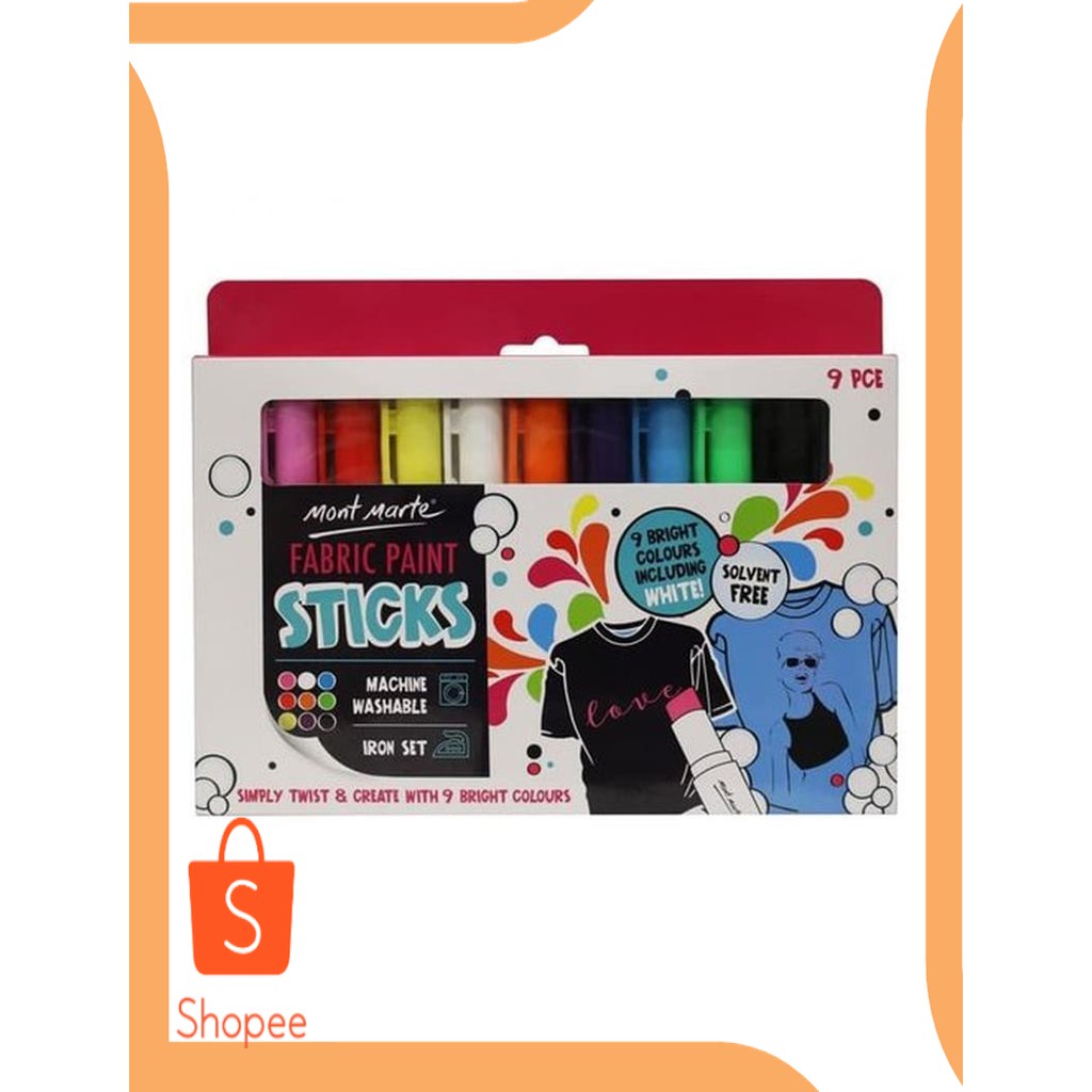 

Promo limited stock Mont Marte Solid Fabric Paint Sticks set isi 9 pcs 20D Berkualitas