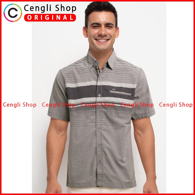 BAJU KEMEJA PRIA CARDINAL ORIGINAL CASUAL LENGAN PENDEK COKLAT CA07