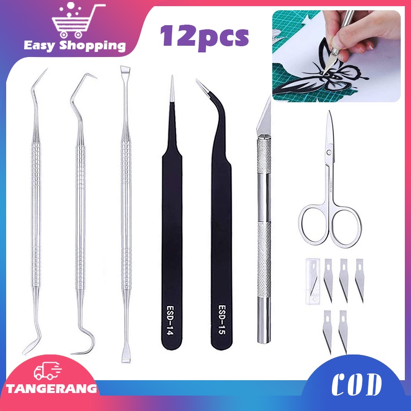 12pcs Weeding Tool Kit Weeding Vinyl Tool Set Weeder Hooks Scissor For Paper Cutting