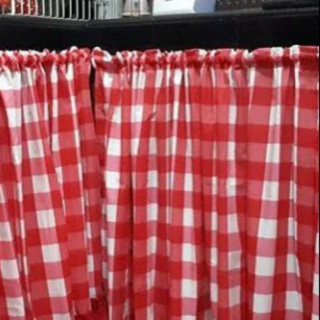 gorden kolong dapur kotak merah putih tanpa poni