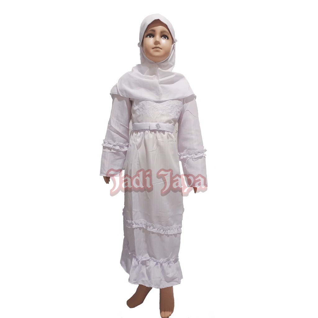 Gamis Putih Anak Perempuan Busana Muslim Anak Dress anak BAHAN Dobby