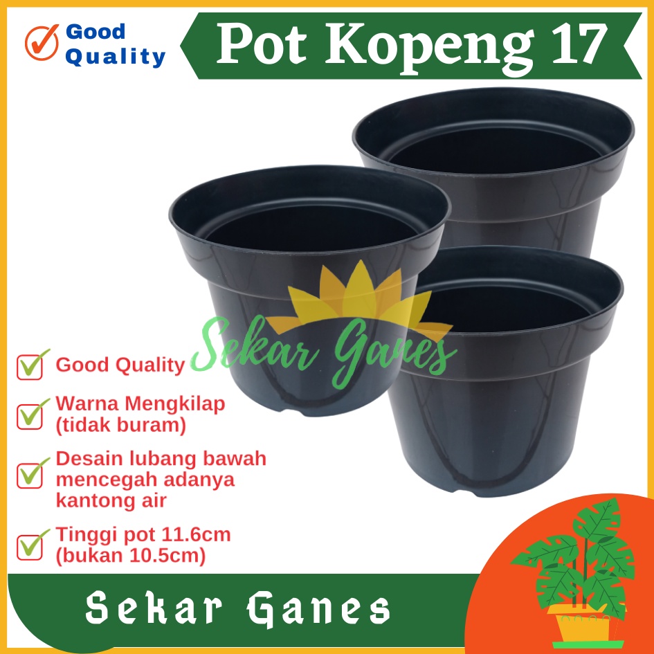 POT KP KOPENG 17 HITAM DIAMETER 16 CM - POT BUNGA MIRIP TANI 17 HITAM - UK MIRIP TAWON 15 MURAH