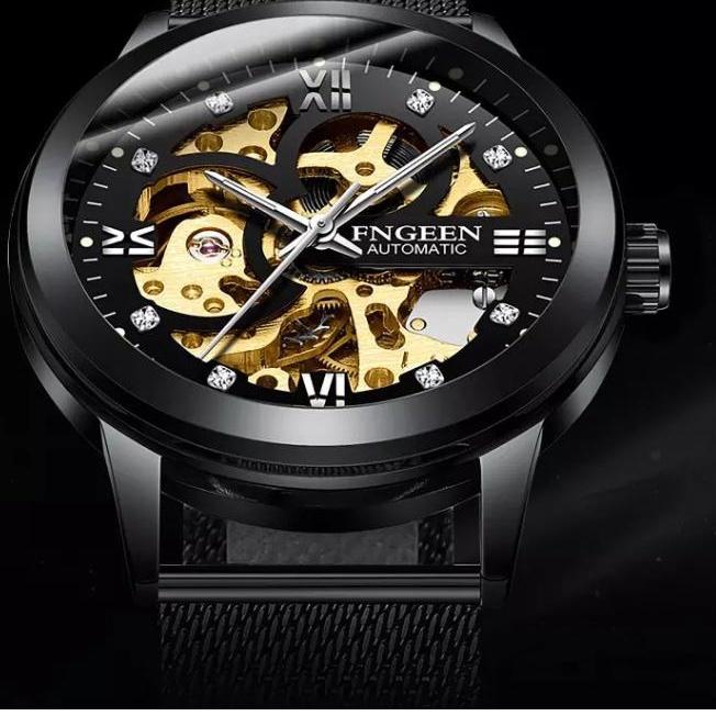 (Kirim Langsung) FNGEEN 6018 Jam Tangan Pria Mechanical Automatic  Luxury Business Original Tahan Air Watch + Kotak Gratis ⊱Terbaru›Ψ