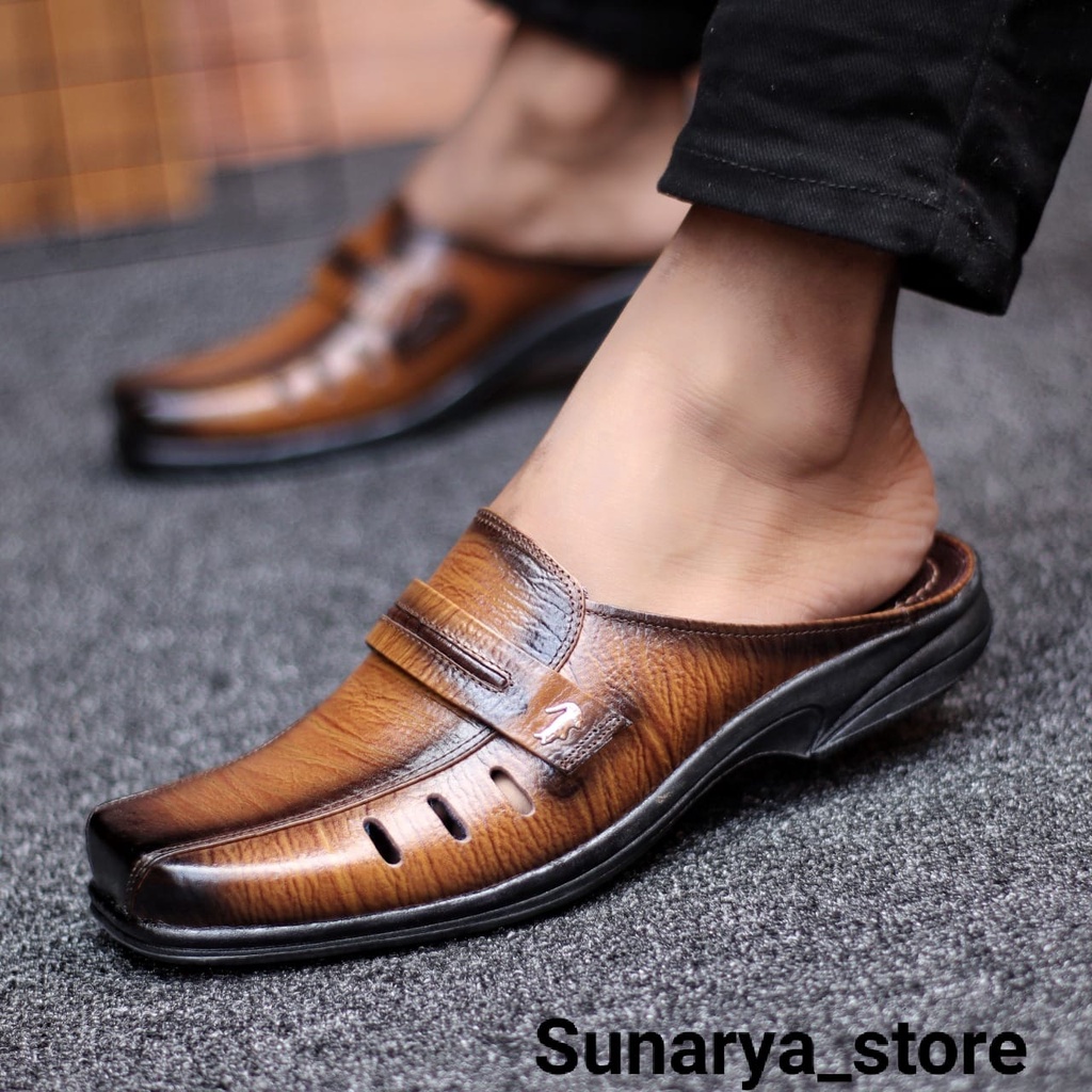 kulit asli sapi premium Sandal Pria Crododile Kulit Asli 100% Sandal Kulit Pria Casual Original Selop1