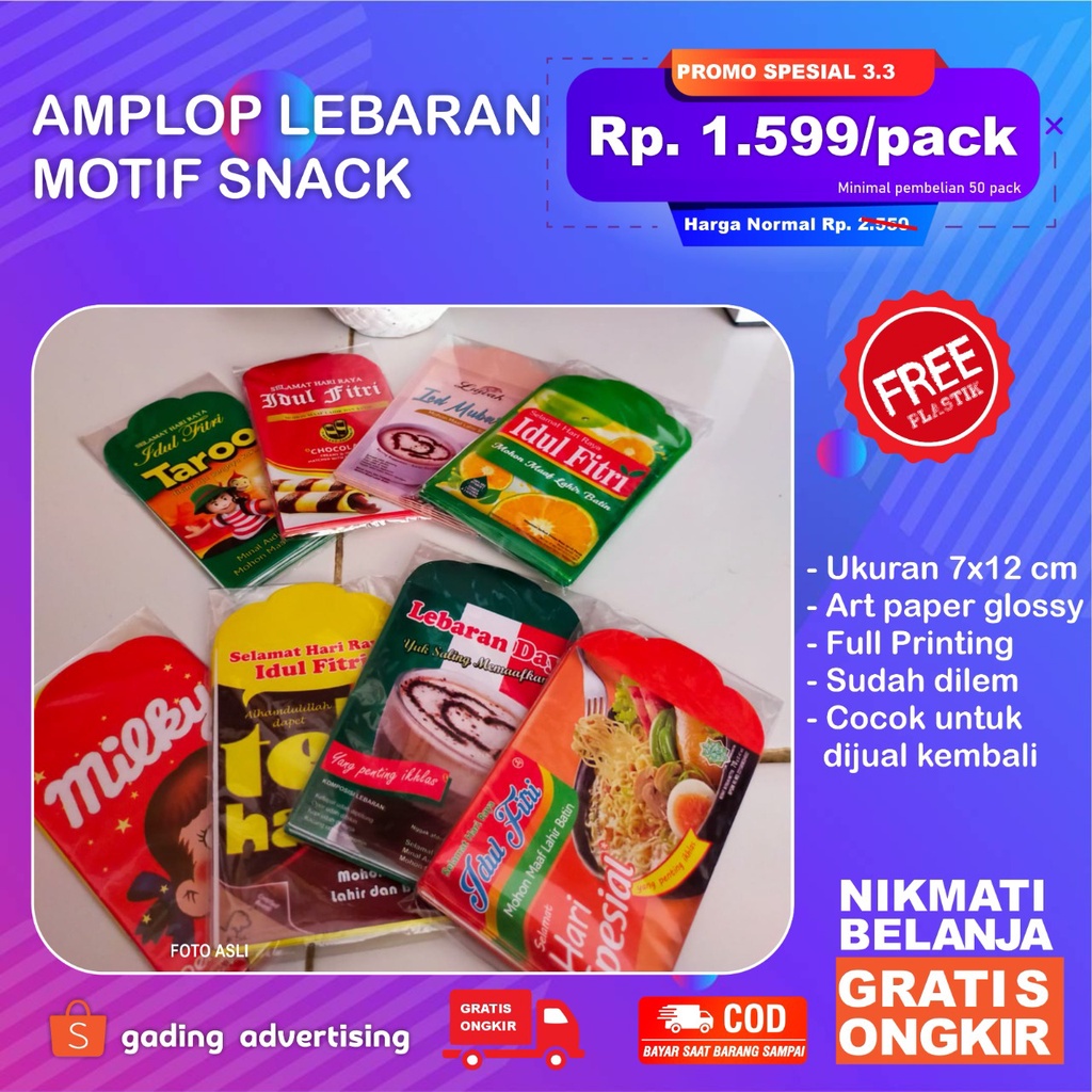 

Amplop lebaran motif uang atm dan snack murah grosir siap kirim