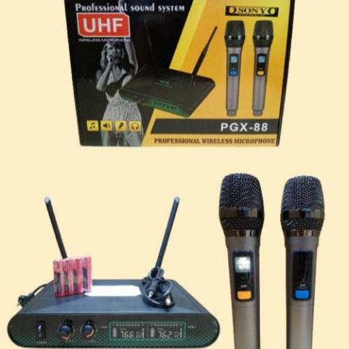 PAKET Mic Wireless  PGX 88 Handheld MIC TAMPA KABEL FREE RECEVER UHF DAUBEL MIC MANTAP