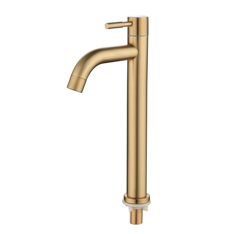 Brush Gold Single Cold Basin Faucet 304 Material Basin Mixer Bathroom Sink Faucet Water Wash Mixer Tap-A