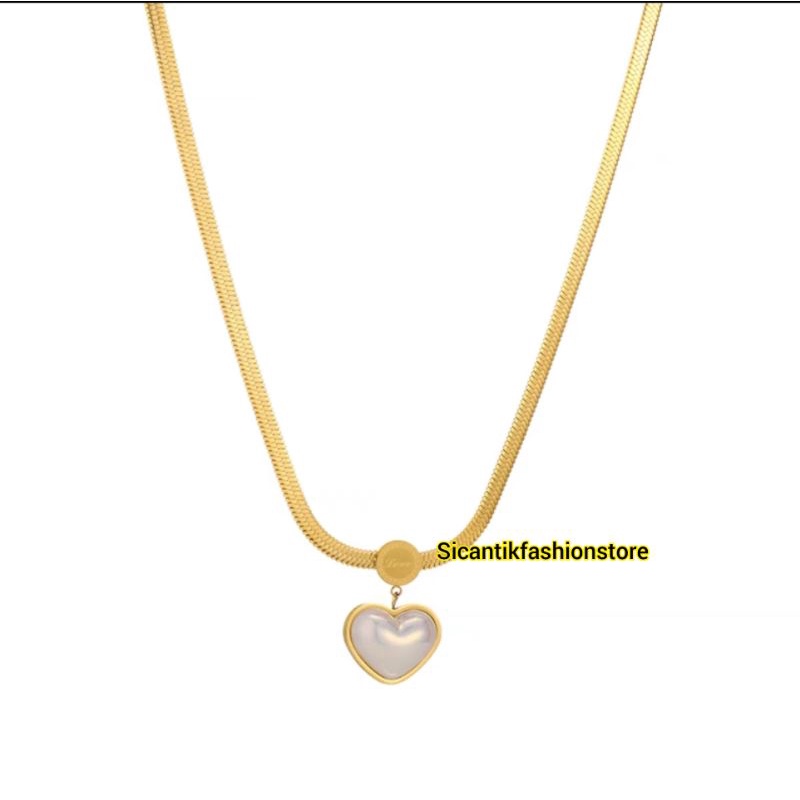 Kalung Titanium Gold Liontin Love Terbaru Terlaris Fashion Wanita  Anti Karat Selamanya Kalung Wanita Korea Liontin Love Kalung K5 Gold Perhiasan Wanita