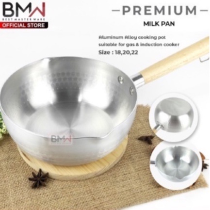 BMW Kitchen Ware - Panci Mie Rebus Gagang Kayu Milk Pot Alumunium