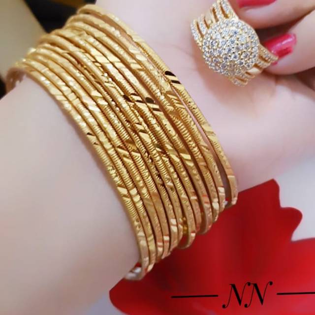 Set gelang keroncong isi 12 plus cincin