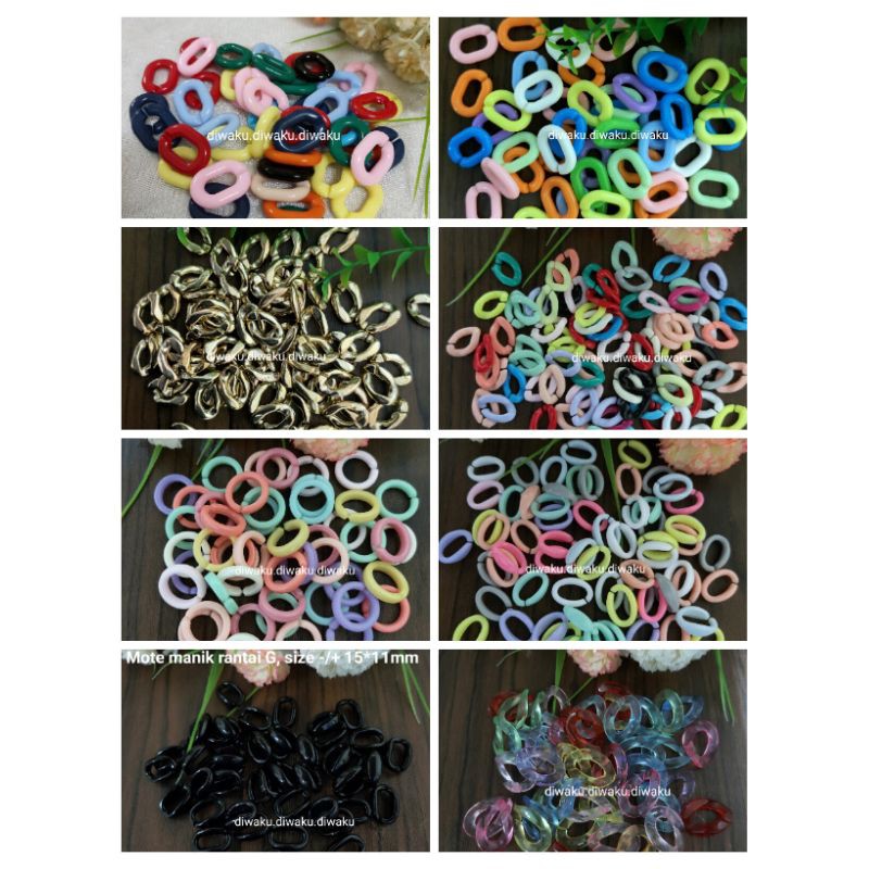 mix warna mote manik rantai plastik