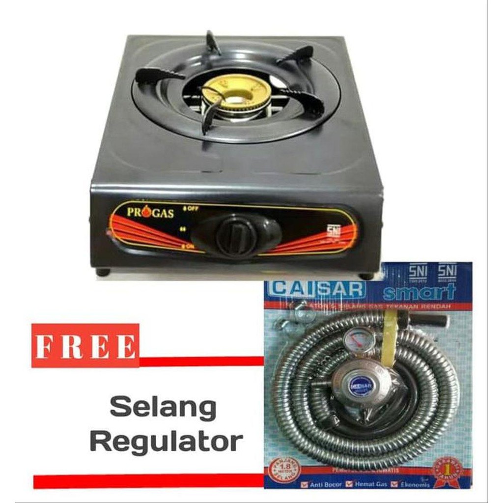 Kompor Progas 1 Tungku &amp; FREE Selang gas Paket Regulator Caisar