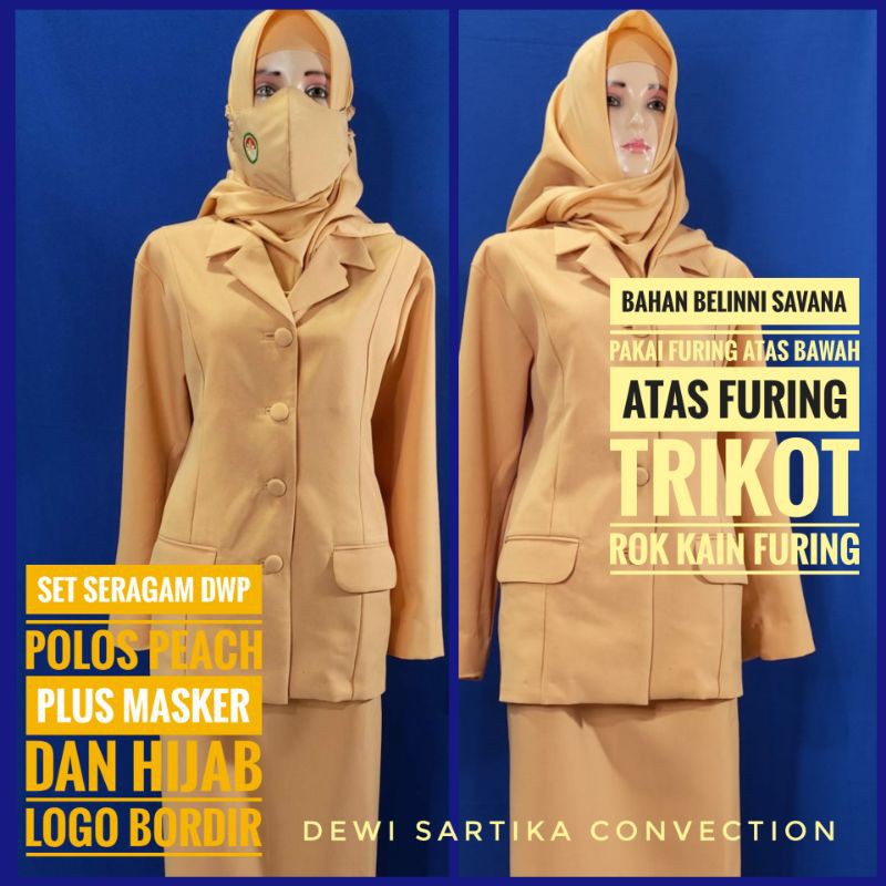 Set seragam DWP plus hijab free masker bordir