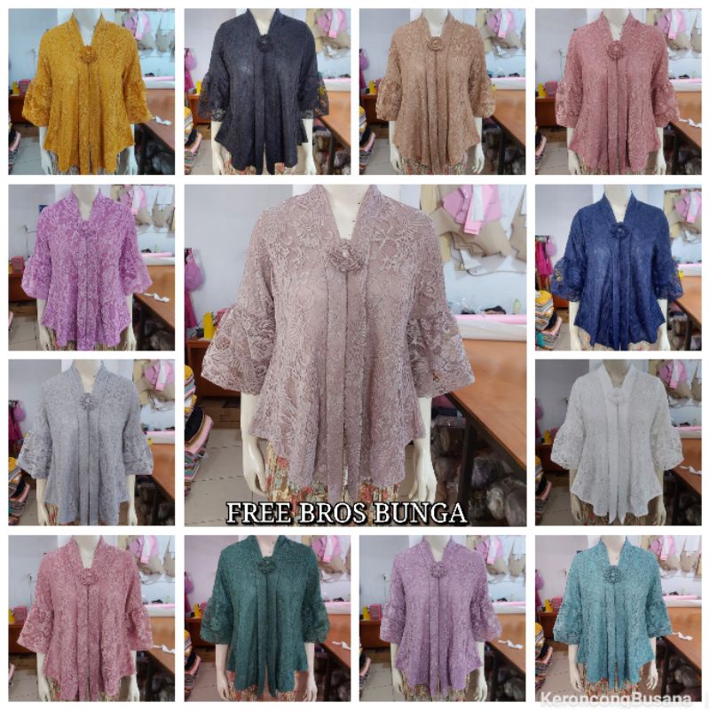 (BrBl80) Kebaya Floy BRUKAT GLITTER full furing tangan BALON KeroncongBusana