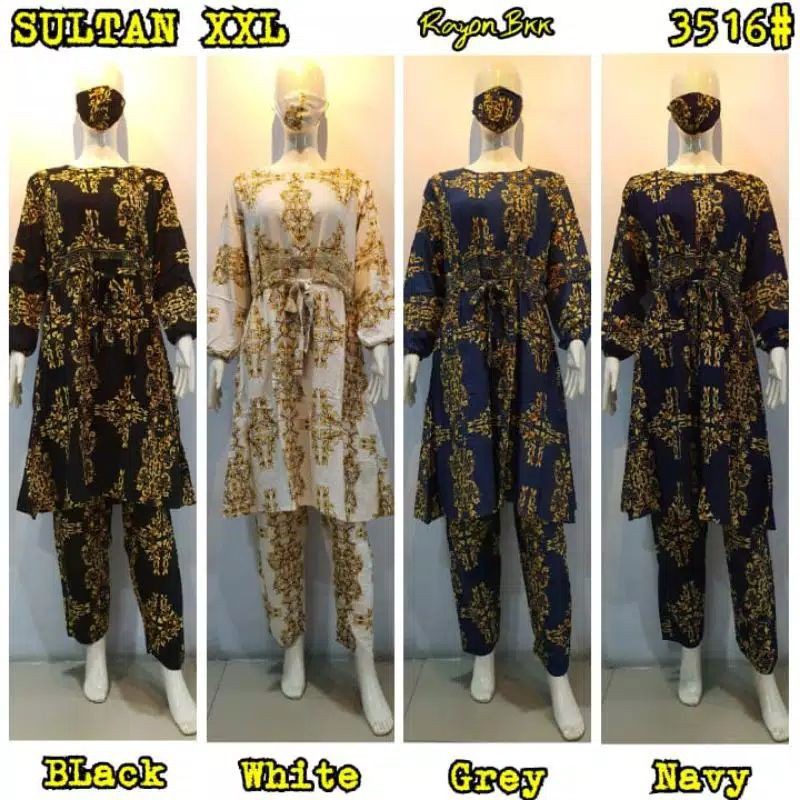 JOSJOLI_STORE/3524-3529 Setcel Rayon/Stelan Rayon Wanita Dewasa Super Jumbo 5XL Free Masker/Busui