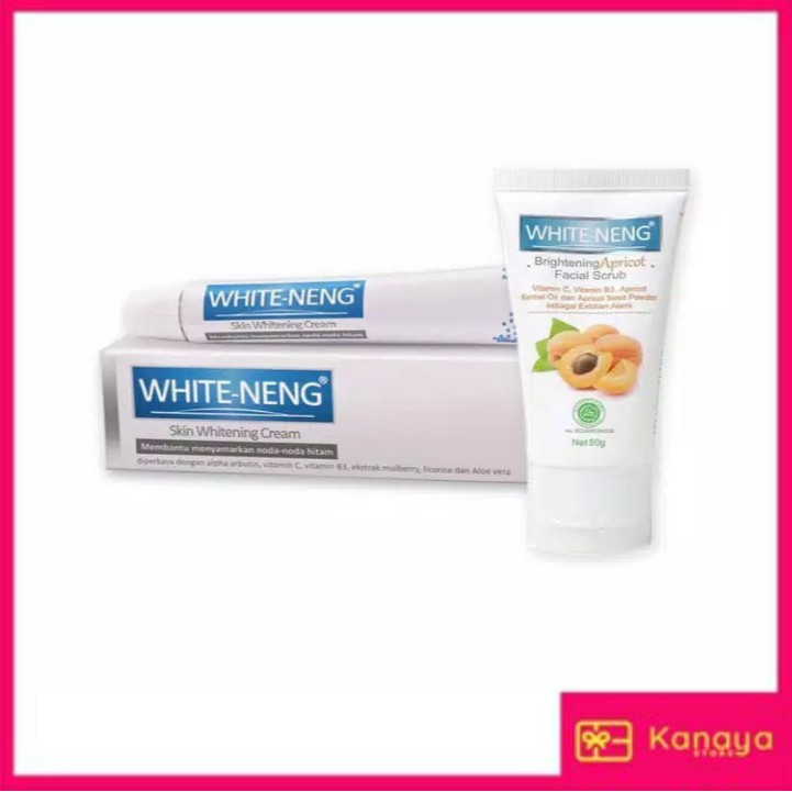 (BISA COD) Paket Whiteneng Cream + Whiteneng Brightening Facial Scrub Apricot