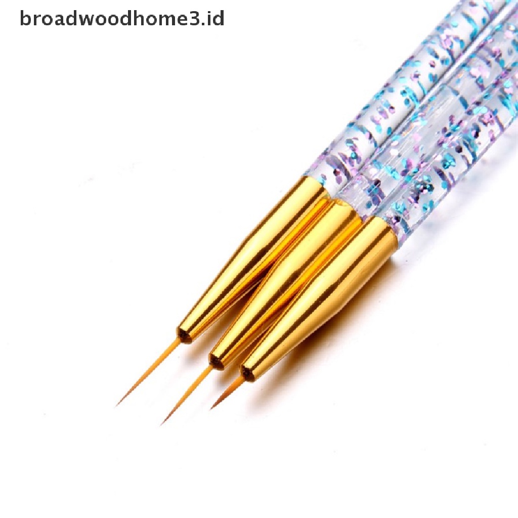 3pcs / Set Pen Brush Nail Art 3d Bahan Akrilik Ultra Tipis Untuk Manicure