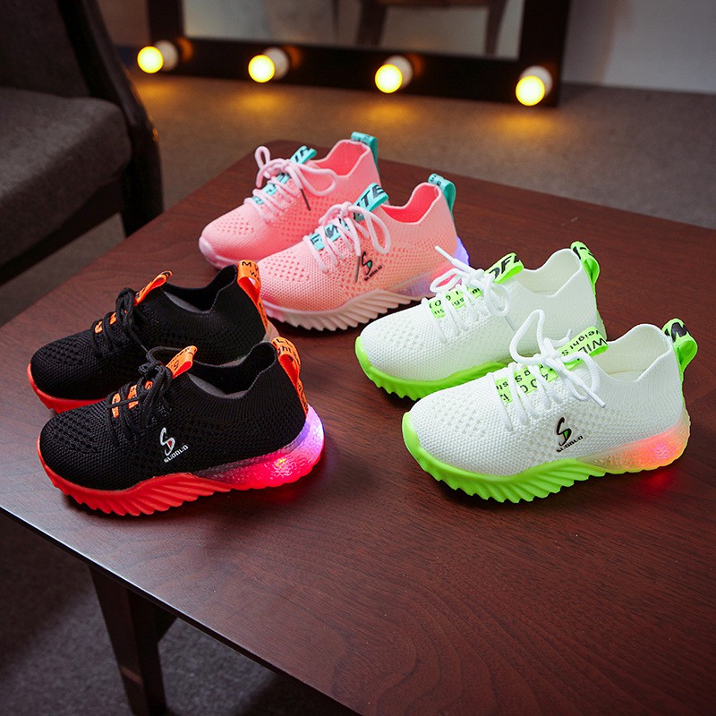 Sepatu Led Anak Sneakers Model Flyknit