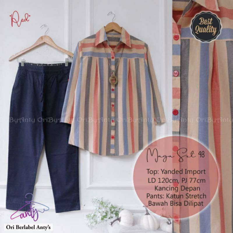MUFASH - Setelan Salur Jumbo Kekinian Maga set #43 Fashion Solo by Anty