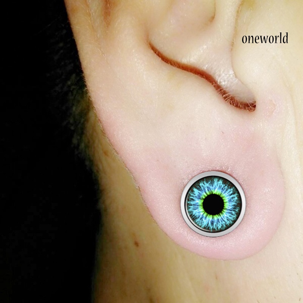OW# 1Pc Unisex Enamel Eyeball Ear Plug Tunnel Expander Stretcher Piercing Jewelry