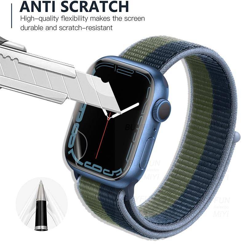 Pelindung Layar Full Cover Anti blue light 38mm 41mm 42mm 40mm 44mm 45mm Untuk Apple Watch Seri 7 6 SE 5 4 3 2