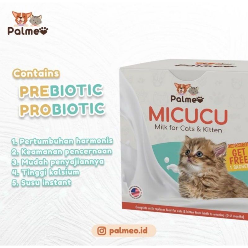 MICUCU PALMEO MILKS FOR CAT &amp; KITTEN  || SUSU KUCING PALMEO 20 GRAM