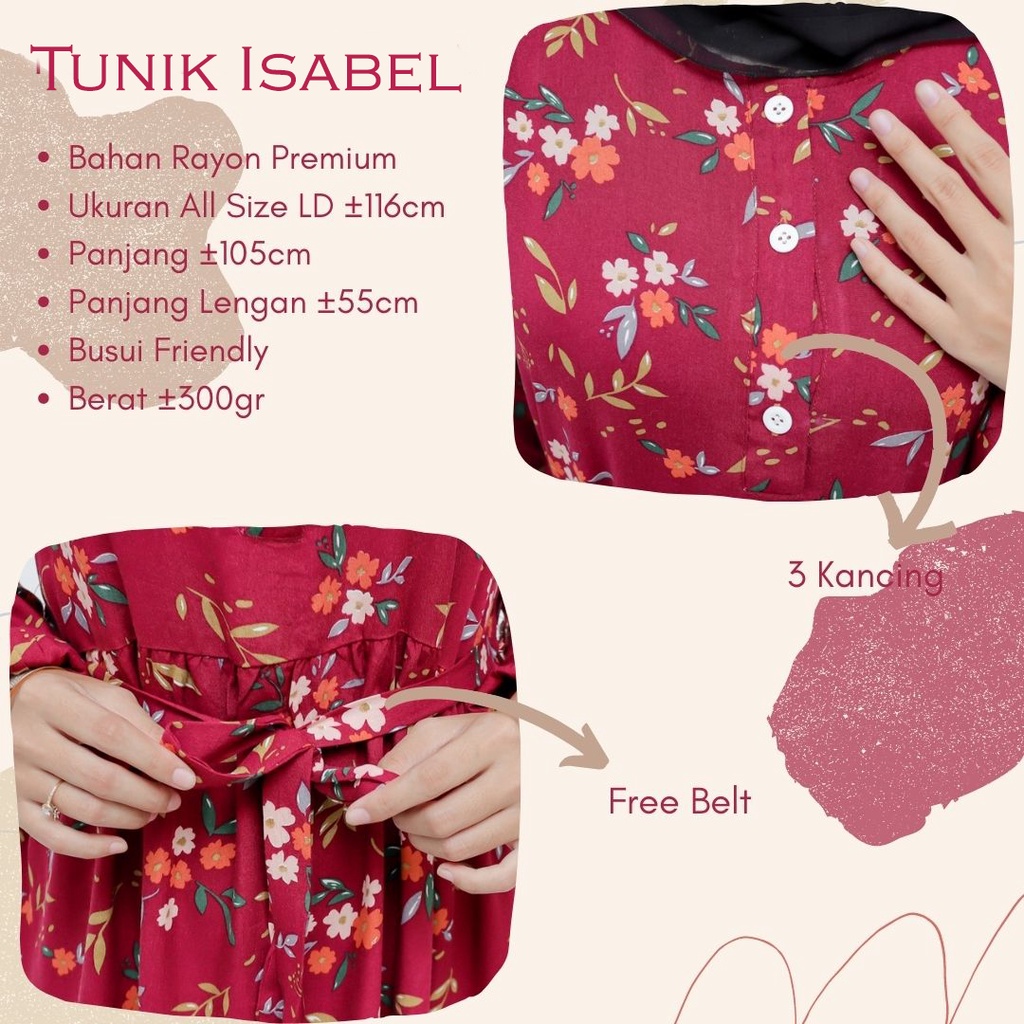 ISABEL Daily Tunik Rayon Premium Free Belt