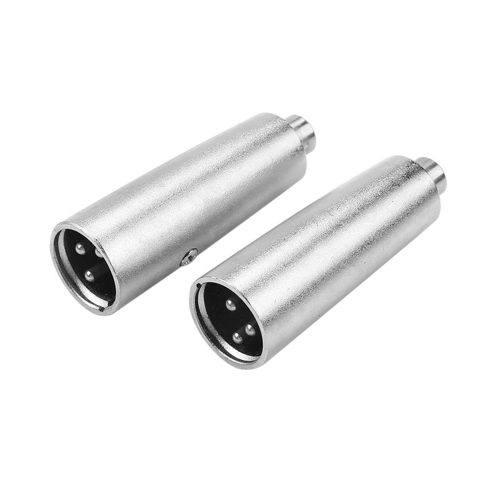 MOJITO 2pcs Metal XLR 3 Pin Male to RCA Female Audio Jack Adapter Plug Connector